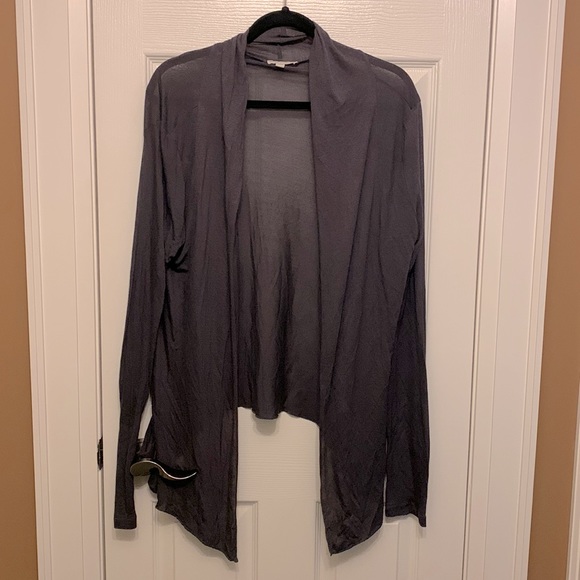Zenana Outfitters Sheer Charcoal Grey Cardigan - Picture 1 of 6